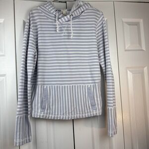 J.‎ Crew Hoodie Womens Large Blue Striped Pullover Cotton Beach